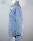 Classic fitted Blue & White Long Sleeve Shirt- Cavalle Logo