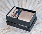 Plain Tie Set- Includes Tie Matching pocket square, cuff links & lapel pin