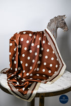 Choc & Cream Large spots silk scarf