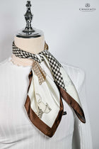 Chocolate & cream Houndstooth print 2 horse scarf