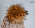 Twist knit Beanie, fleece lined fox hair Pom Pom-detachable clip-on design