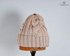 Twist knit Beanie, fleece lined fox hair Pom Pom-detachable clip-on design