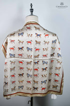 Cream with red & blue little rugged Horses Scarf