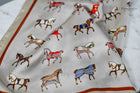 Cream with red & blue little rugged Horses Scarf