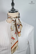Cream with red & blue little rugged Horses Scarf