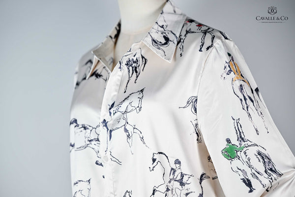 White print multi discipline Horse Long Sleeve Shirt