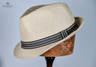 DOUG - POLYESTER TRILBY Navy & Sand