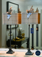 Custom Duck Egg Blue Heritage check Equestrian Table Lamps