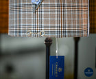 Custom Duck Egg Blue Heritage check Equestrian Table Lamps