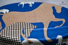 Electric blue & coffee Houndstooth print 2 horse scarf