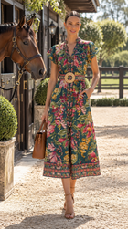 Paradiso Green Print Midi Dress