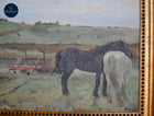 Equestrian Pastoral Horse Painting – Gilt Frame