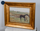 Equestrian Pastoral Horse Painting – Gilt Frame