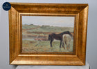 Equestrian Pastoral Horse Painting – Gilt Frame