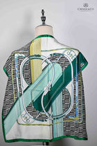 Green & Black Houndstooth & bit print scarf