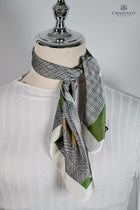 Green & Grey Check Rugged Horses  Scarf