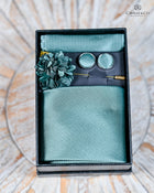 Plain Tie Set- Includes Tie Matching pocket square, cuff links & lapel pin