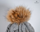 Twist knit Beanie, fleece lined fox hair Pom Pom-detachable clip-on design