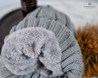 Twist knit Beanie, fleece lined fox hair Pom Pom-detachable clip-on design