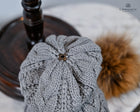 Twist knit Beanie, fleece lined fox hair Pom Pom-detachable clip-on design