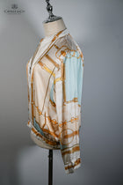 Ivory Equestrian style print bomber jacket