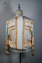 Ivory Equestrian style print bomber jacket