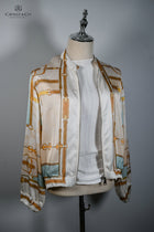 Ivory Equestrian style print bomber jacket