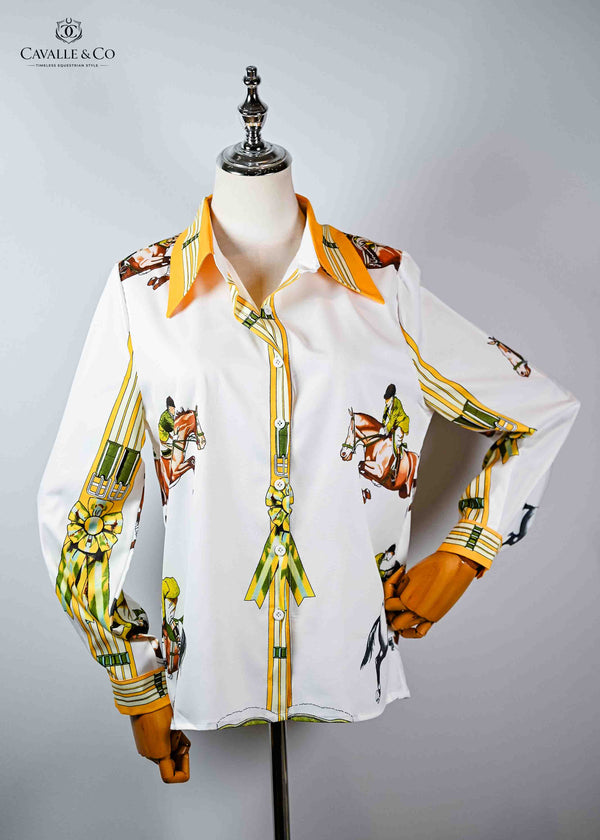 Jumping Horse Long Sleeve Shirt/Blouse