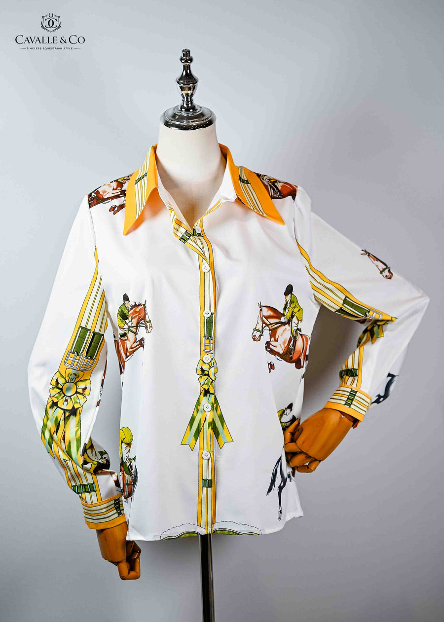 Jumping Horse Long Sleeve Shirt/Blouse