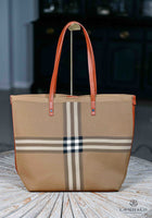 Large Classic Tan check Tote Bag