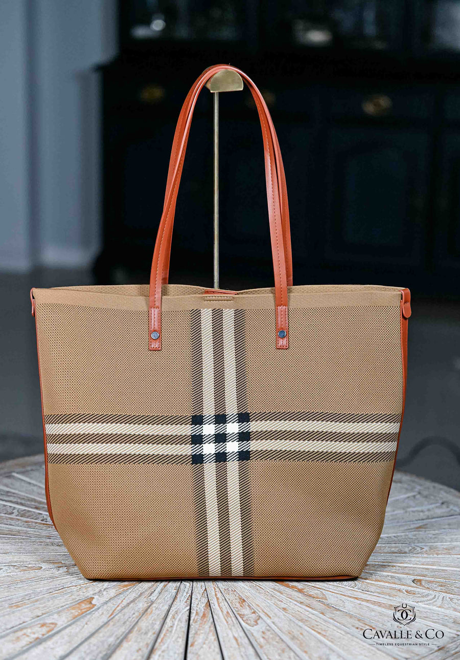 Large Classic Tan check Tote Bag