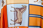 Large Orange Pale Blue Squares checkered Rugged horses print 70cm scarf