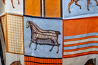 Large Orange Pale Blue Squares checkered Rugged horses print 70cm scarf