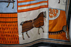 Large Orange Pale Blue Squares checkered Rugged horses print 70cm scarf