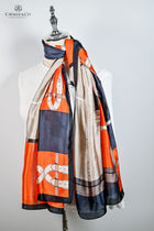 Large Orange grey pink Bit & bradoon 70cm scarf