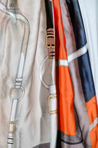 Large Orange grey pink Bit & bradoon 70cm scarf