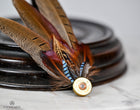 UK Hand Made Large Pheasant, jay feather brooch hat lapel Bullet pin (C)