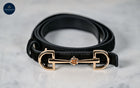 Elegant Suede thin horse bit buckle belt Tan & Black