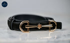 Elegant Suede thin horse bit buckle belt Tan & Black