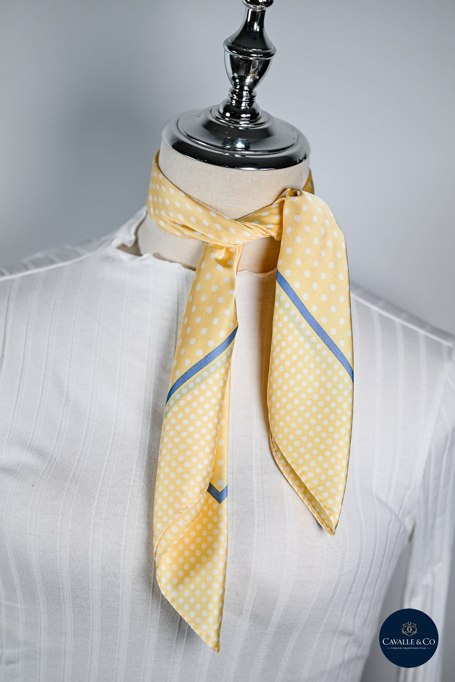 Small Spot silk Scarf - Lemon/Cream