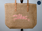 Longchamps Style Equestrian Woven Tote Pink/Yellow