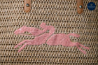 Longchamps Style Equestrian Woven Tote Pink/Yellow