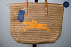 Longchamps Style Equestrian Woven Tote Pink/Yellow