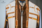 Marron (Brown) Equestrian style print Bomber Jacket