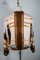 Marron (Brown) Equestrian style print Bomber Jacket