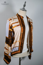 Marron (Brown) Equestrian style print Bomber Jacket
