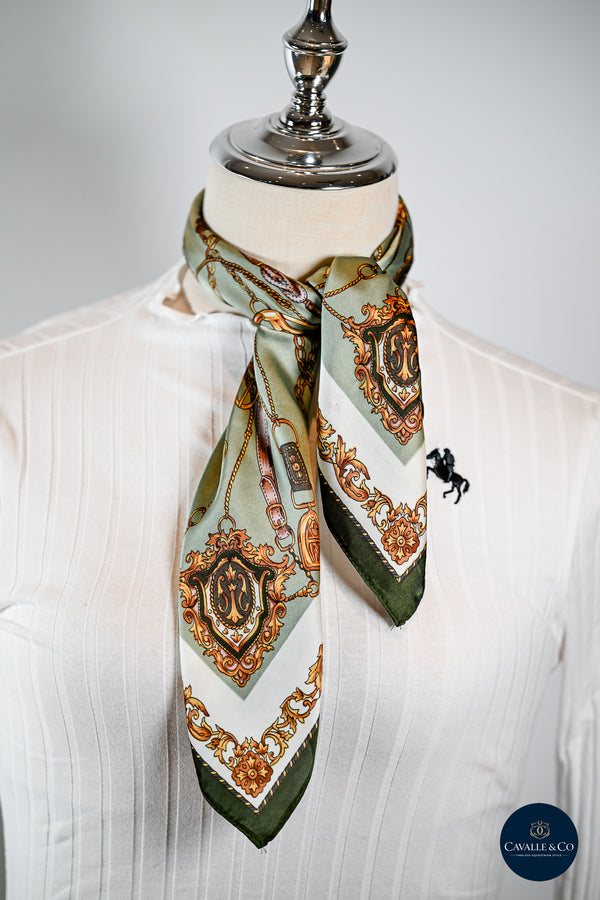Mint green shield and bits pattern scarf