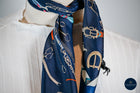 buckles print scarf - Navy