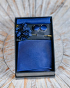 Plain Tie Set- Includes Tie Matching pocket square, cuff links & lapel pin