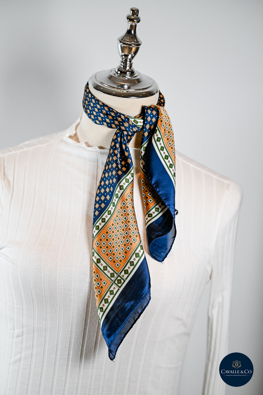 Navy & Tan diamond print scarf